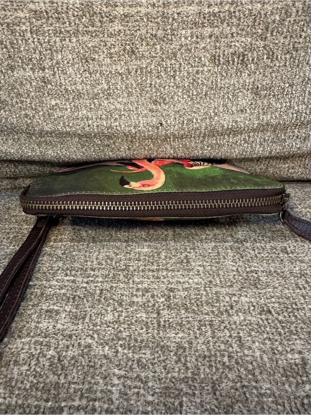 VIDA Flamingo Print Wristlet in Pink and Green - Picture 9 of 12